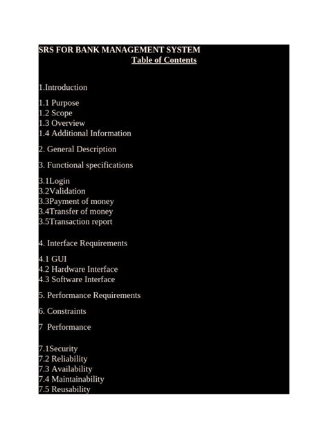 Read Online Srs Document For Banking System 