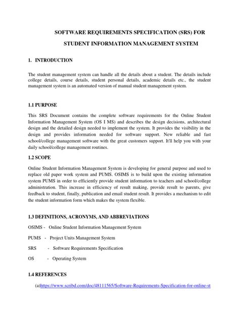 Full Download Srs Document For Student Information System 