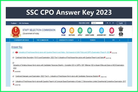 Ssc Cpo Answer Key 2023 Download For Paper Cpo Science Answer Key - Cpo Science Answer Key