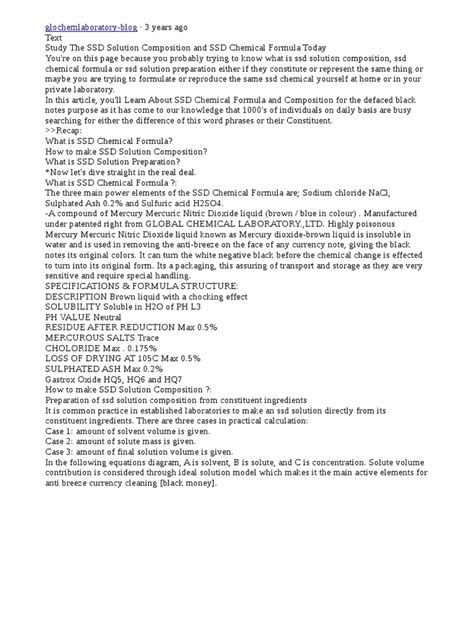 ssd solution formula