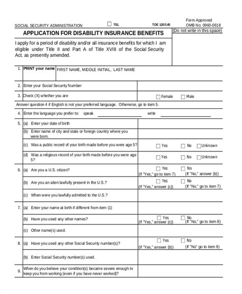 Read Ssdi Application Paper Form 