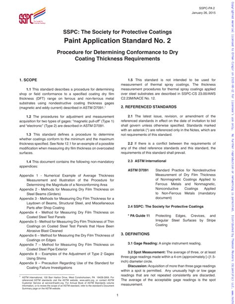 Sspc Pa 2 Procedure For Determining Conformance To Dry