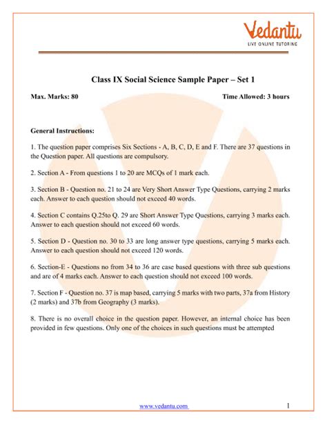 Sst Sample Paper Class 9 2023