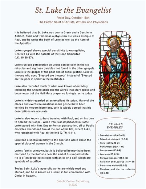st luke biography summary of thomas