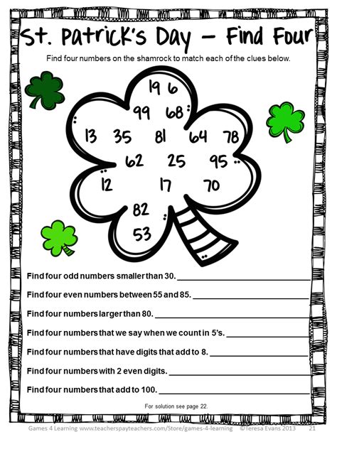 St Patrick S Day Math Activities The Truthful Patrick Math - Patrick Math