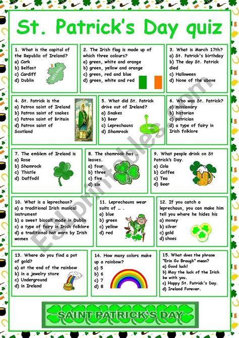 St Patrick X27 S Day Esl Vocabulary Worksheets St Patrick Worksheet - St Patrick Worksheet
