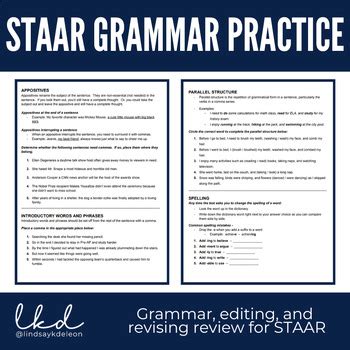 staar revising and editing practice 4th grade