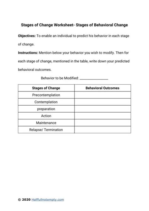Stages Of Change Worksheets 5 Optimistminds 5 Stages Of Change Worksheet - 5 Stages Of Change Worksheet