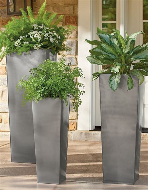 Stainless Tall Column Planters