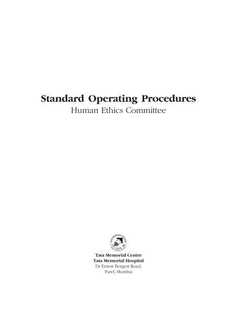 Standard Operating Procedures Tata Memorial Centre