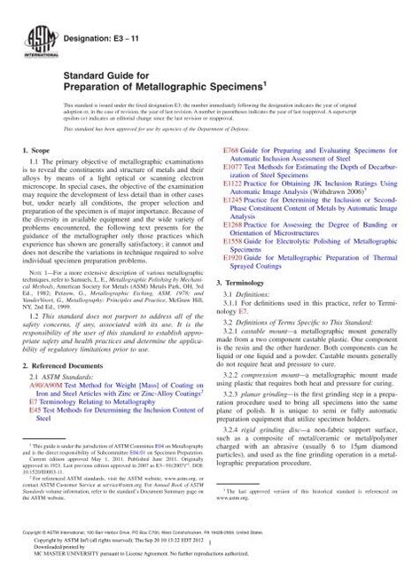 Download Standard Guide For Preparation Of Metallographic Specimens 