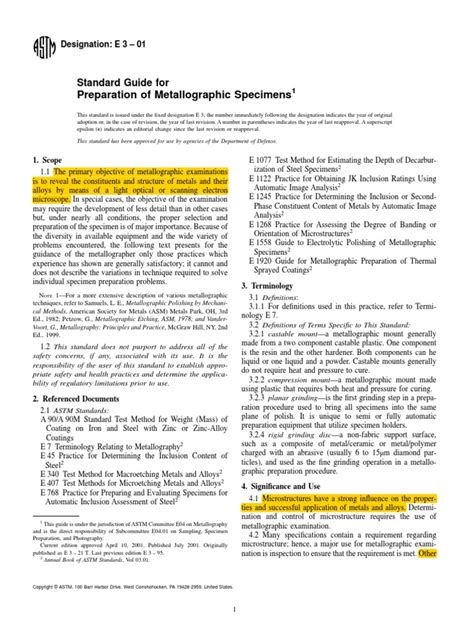 Download Standard Guide For Preparation Of Metallographic Specimens 