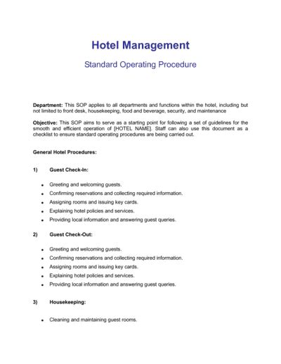 Download Standard Operating Procedure For Hotel Engineering 