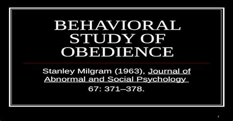 Read Stanley Milgram Behavioral Study Of Obedience Pdf 