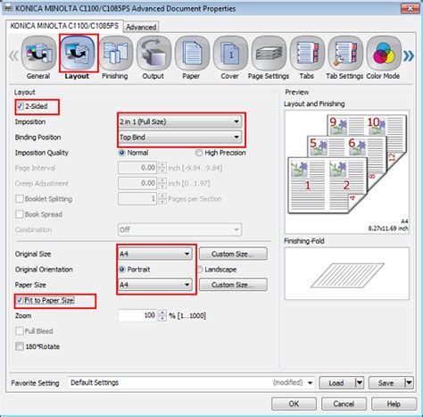 Staple Settings On A Konica Minolta Bizhub