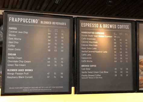 Starbucks Coffee Menu