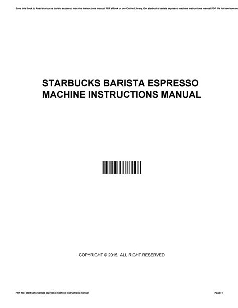 Read Starbucks Barista Espresso Machine Instruction Manual File Type Pdf 