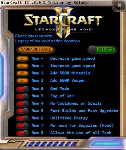 starcraft 2 legacy of the void trainer