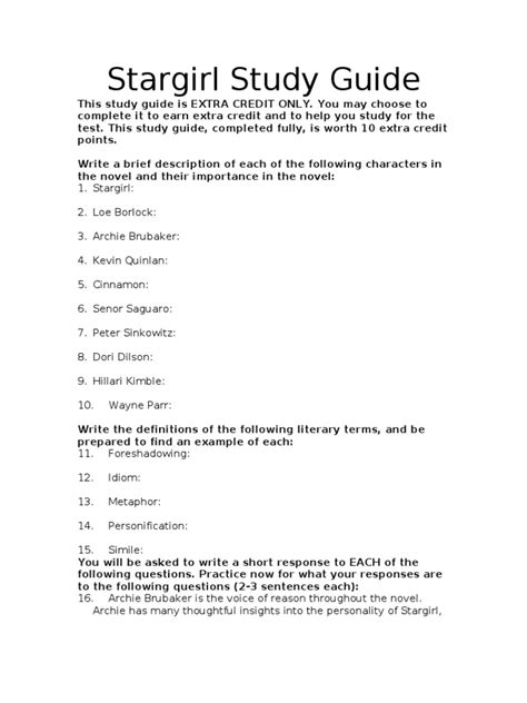 Stargirl Study Guide