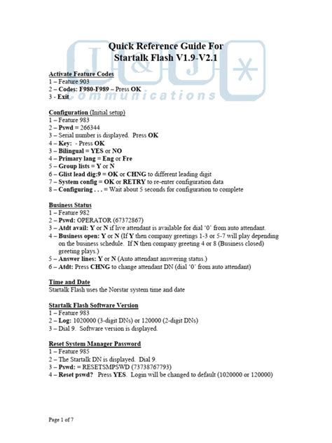 Read Startalk Flash Reference Guide 
