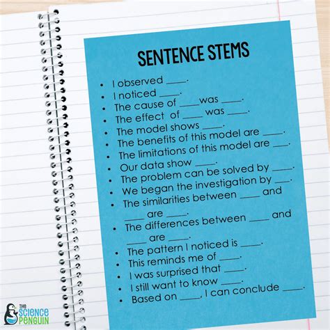 Starting Out With Sentence Stems The Science Penguin Sentence Stems For Science - Sentence Stems For Science