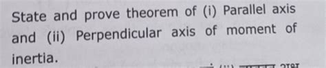 State And Prove Parallel Axis Theorem