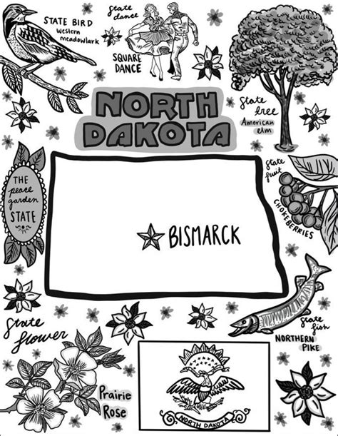 State Of North Dakota Coloring Pages Usa Printables North Dakota Coloring Page - North Dakota Coloring Page