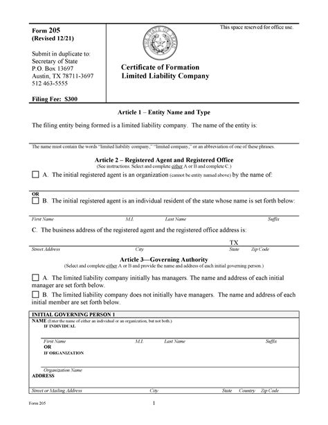 state of texas llc application