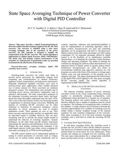 State Space Digital Pid Controller Design For