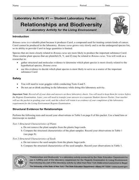 Read State Lab Relationships And Biodiversity Answer Key 