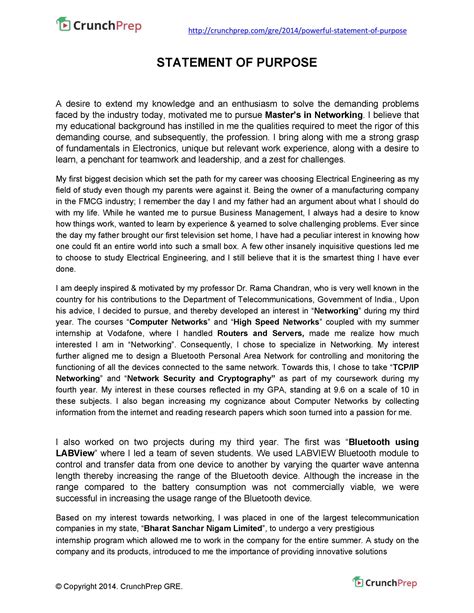 Statement Of Purpose Sample For Mba