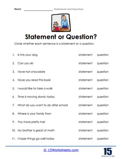 Statement Or Question Worksheets Teacher Worksheets Question Or Statement Worksheet - Question Or Statement Worksheet