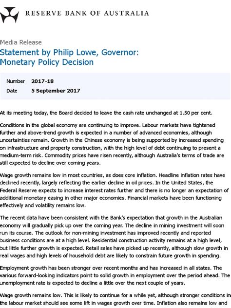 Statement by Philip Lowe, Governor: Monetary Policy Decision 