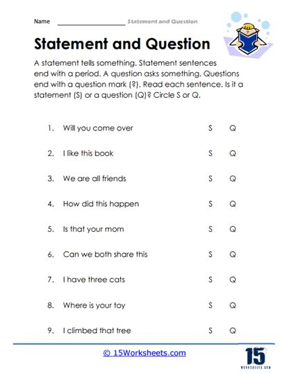 Statements And Questions Worksheets 15 Worksheets Com Question Or Statement Worksheet - Question Or Statement Worksheet