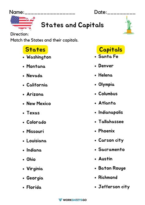 States And Capitals Worksheets Worksheetsgo State And Capital Matching Worksheet - State And Capital Matching Worksheet