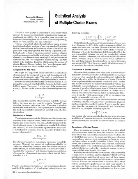 Statistical Analysis Of Multiple Choice Testing