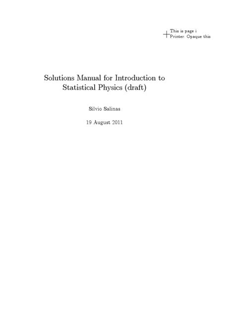 Statistical Mechanics Solution Manual