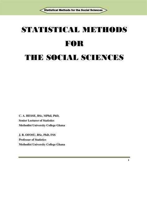 Statistical Methods For The Social Sciences Globa