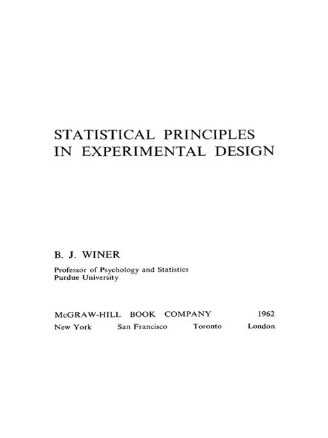 Download Statistical Principles In Experimental Design Pdf Download 