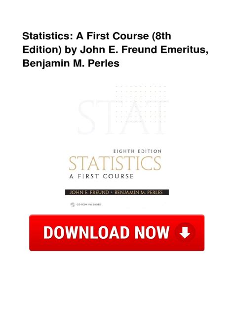 Statistics A First Course 8th Edition Freund