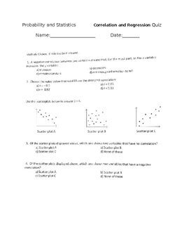 Statistics Quiz Correlation And Regression Answers Answer