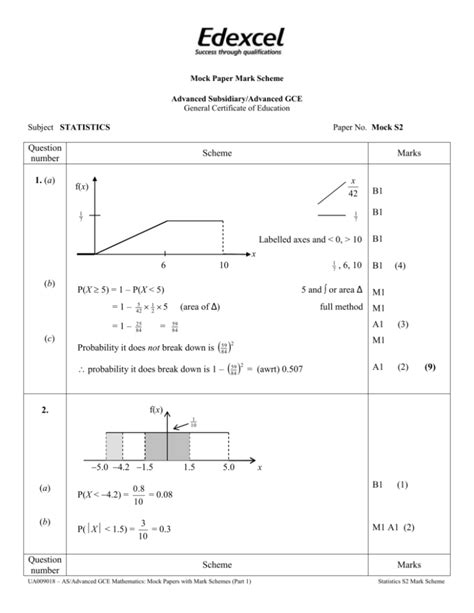 Read Statistics 2 Mock Paper Mark Scheme 