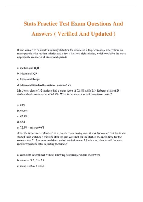 Read Online Statistics Practice Test 2 Answers Candy Company 