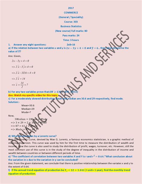Read Online Statistics Solved Questions Paper 