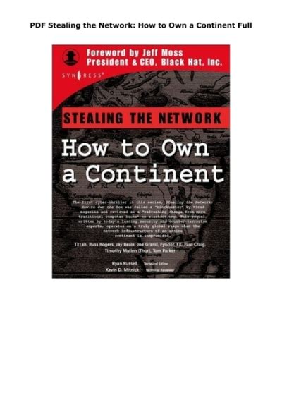 Full Download Stealing The Network How To Own A Continent Full Online 