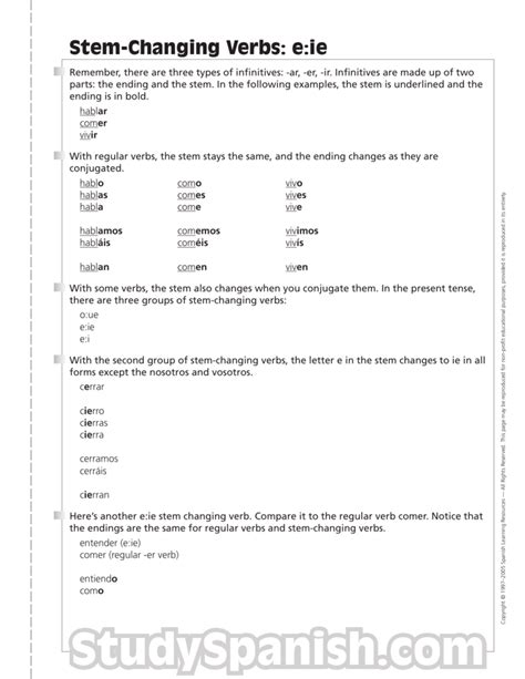 Stem Changing Verbs Worksheet Stem Changing Verbs Practice Worksheet Answers - Stem Changing Verbs Practice Worksheet Answers