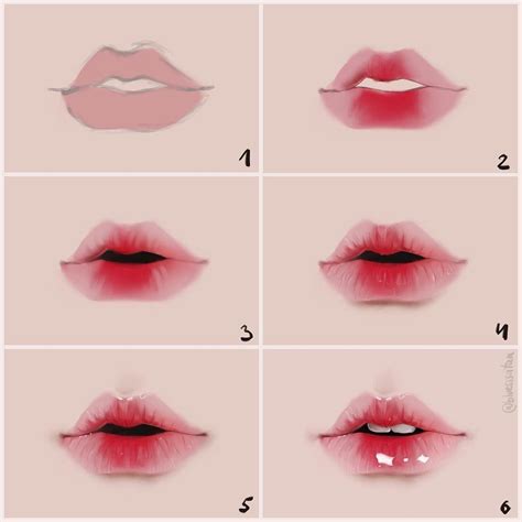 step by step drawing anime lips