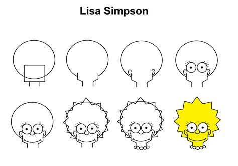 step by step how to draw lisa simpson