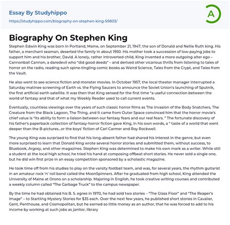 stephen king biography essay topics