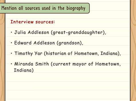 steps to write a short biography